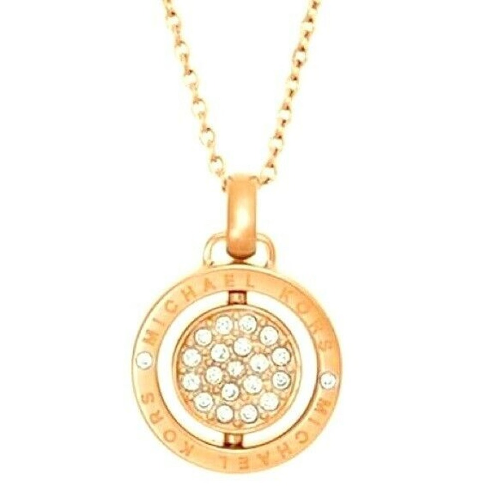 Michael Kors Flip Glitz Gold Necklace Crystals Reversible